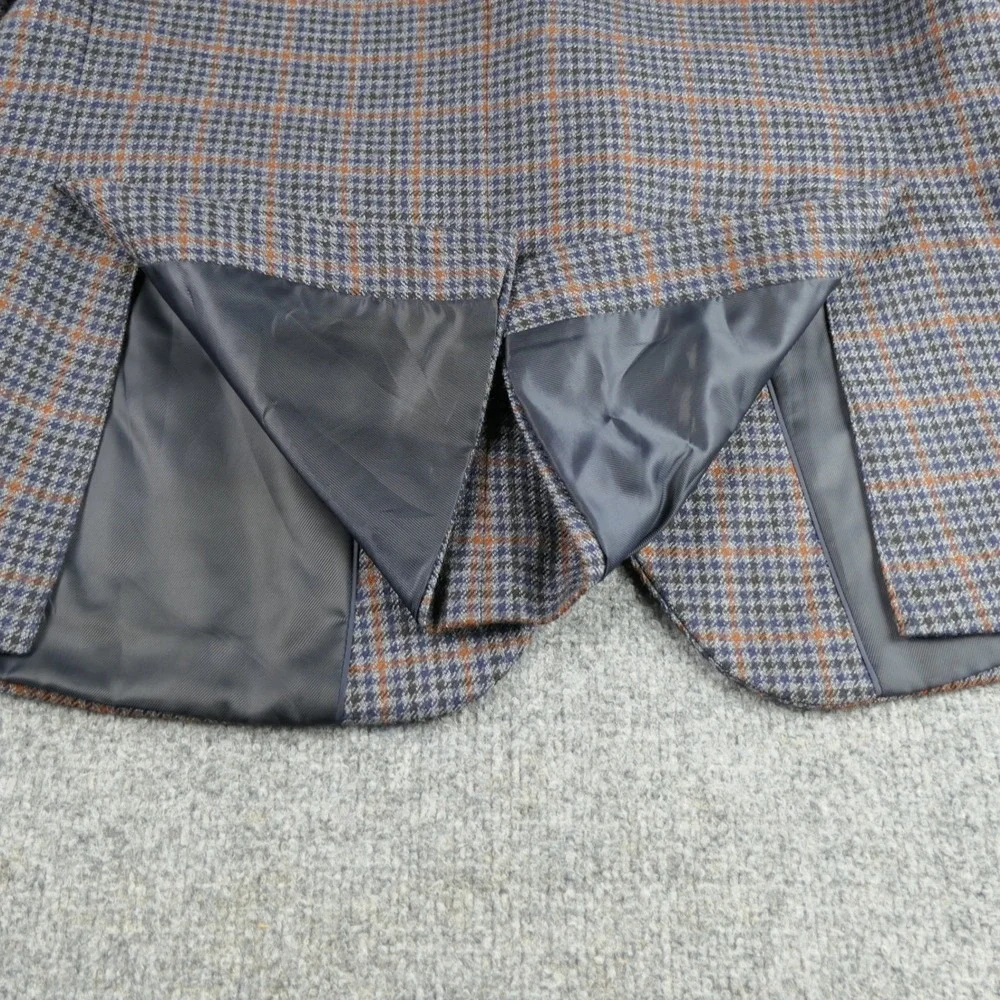 Stafford Sport Coat Men 44S Short Merino Wool Houndstooth Plaid Blazer Classic